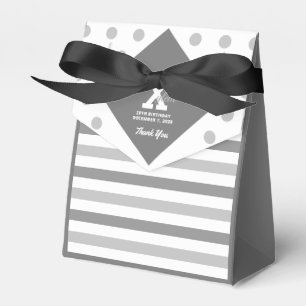 Elegantes Graupolka Dots Stripes Gesichtskasten Geschenkschachtel