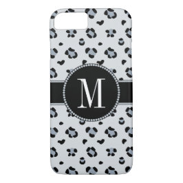 Elegantes Grauschneeleopard Cool Silver Monogramm Case-Mate iPhone Hülle