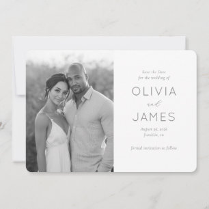 Elegantes Graustufen-Minimalist-Foto Save The Date