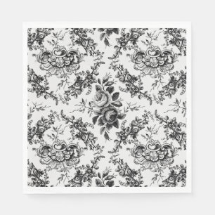 Elegantes, graviertes französisches Schwarzes Flor Serviette