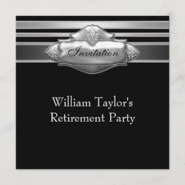 Elegantes Gray and Black Mans Retirement Party Einladung
