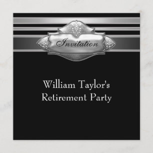 Elegantes Gray and Black Mans Retirement Party Einladung