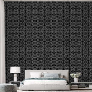Elegantes Gray & Black Antique Scroll Muster Tapete