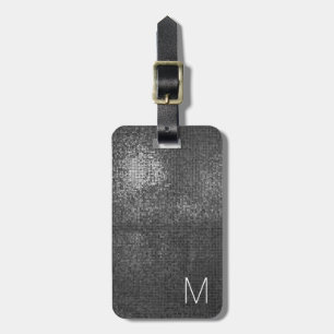 Elegantes Gray Black Shiny Texture Monogram Gepäckanhänger