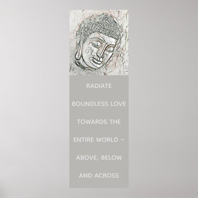 Elegantes Gray Buddha Portrait Inspiration Zitat Poster (Vorne)