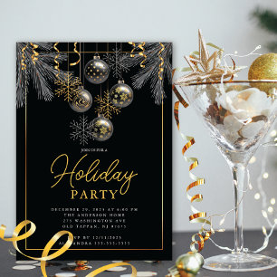 Elegantes Gray Gold Weihnachts-Party Einladung
