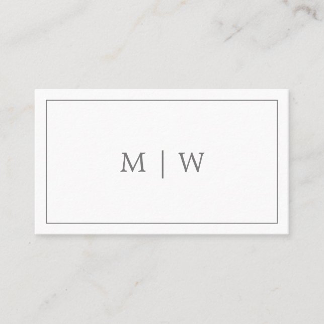 Elegantes Gray Monogram Modernes Beruflich Simple Visitenkarte (Vorderseite)