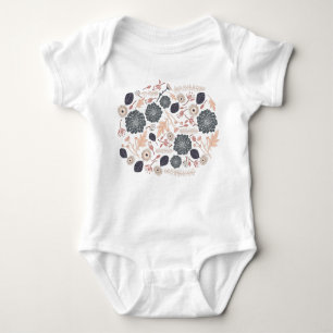 Elegantes Gray Peach Floral Design Baby Baby Strampler