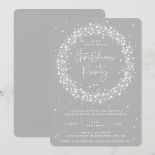 Elegantes Gray Sparkling Lights Weihnachts-Party Einladung