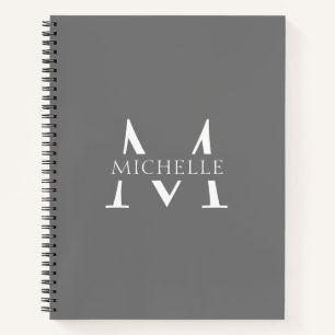 Elegantes Gray White Modern Simple Monogram    Notizbuch