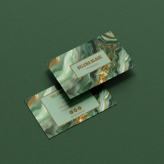 Elegantes Green Agate mit Gold Glitte - Moderne Visitenkarte (Von Creator hochgeladen)