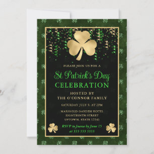 Elegantes Green and Gold Kleeblatt St Patrick's Da Einladung