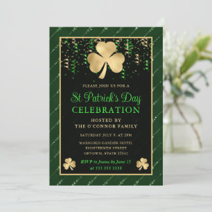 Elegantes Green and Gold Kleeblatt St Patrick's Da Einladung