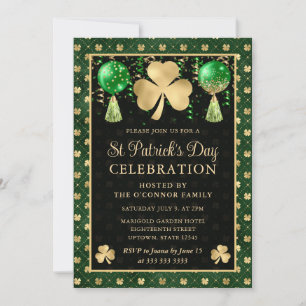 Elegantes Green and Gold Kleeblatt St Patrick's Da Einladung