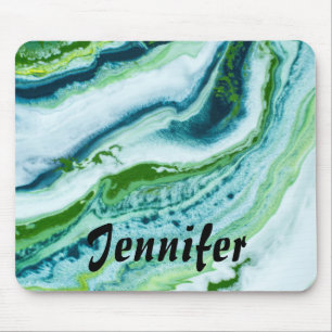 Elegantes Green Blue WHITE IMITATS MARBLE PERSONAL Mousepad