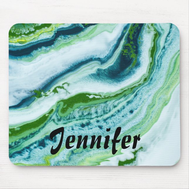 Elegantes Green Blue WHITE IMITATS MARBLE PERSONAL Mousepad (Vorne)