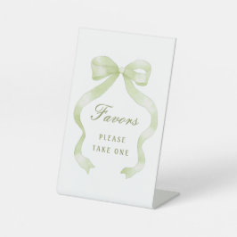 Elegantes Green Bow Favors Pedestal Sign Sockelschild