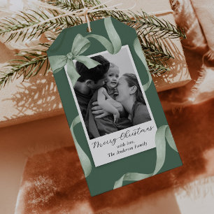 Elegantes Green Bow Foto Geschenkanhänger