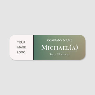 Elegantes Green Brown Gradient & White Company LOG Namensschild
