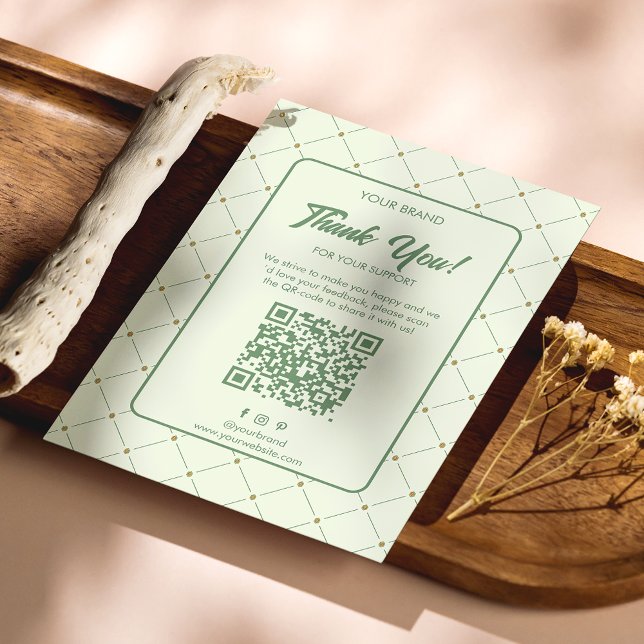 Elegantes Green Business Dankeschön Card mit QR-Co Postkarte (Von Creator hochgeladen)