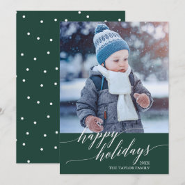 Elegantes Green Calligraphy Happy Holidays Foto Feiertagskarte