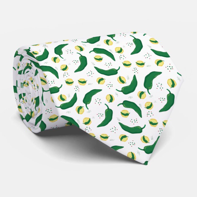Elegantes Green Chile Muster Krawatte (Gerollt)