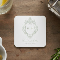 Elegantes Green Chinoiserie Bird Wappen Wedding