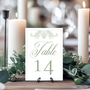 Elegantes Green Chinoiserie Bird Wappen Wedding Tischnummer