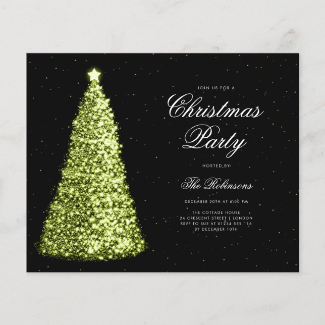 Elegantes Green Christmas Tree Invite Program Menu Flyer (Vorne)