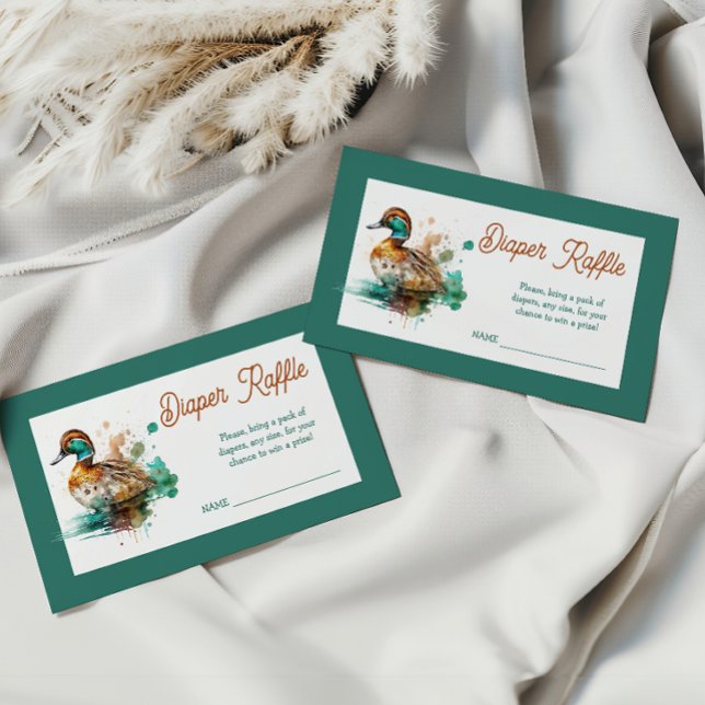Elegantes Green Gerahmt Mallard Duck Baby Shower G Begleitkarte (Von Creator hochgeladen)