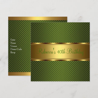 Elegantes Green Gold 40. Geburtstag Party Einladung