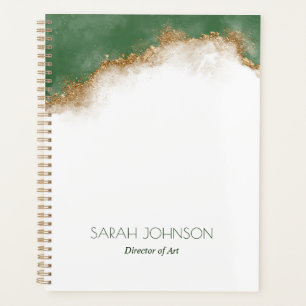 Elegantes Green Gold Abstrakt Personalisiert Planer