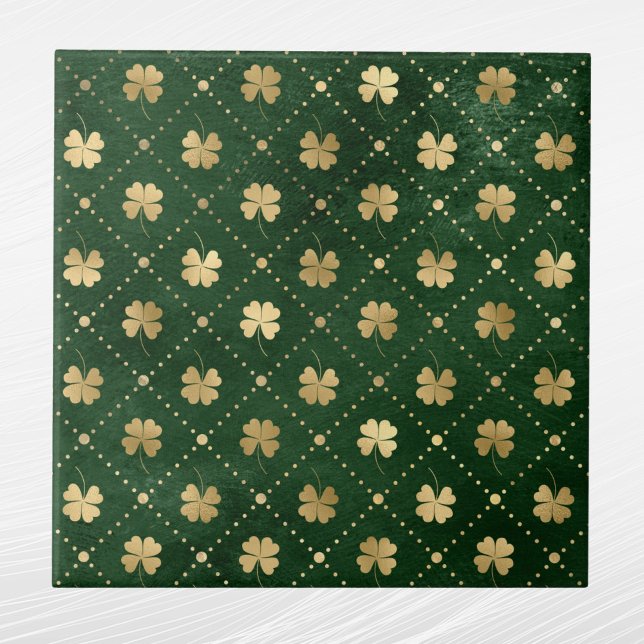 Elegantes Green Gold Clover Fliese (Von Creator hochgeladen)