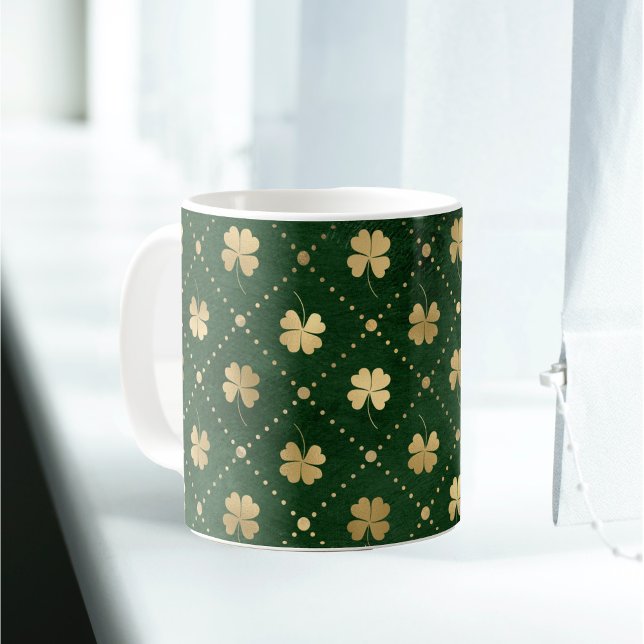 Elegantes Green Gold Clover Kaffeetasse (Von Creator hochgeladen)