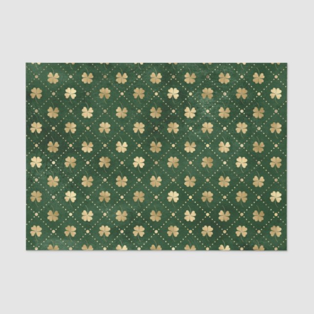Elegantes Green Gold Clover Seidenpapier (Vorderseite)