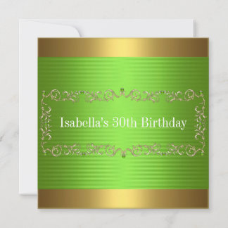 Elegantes Green & Gold Jewel Geburtstagsfest Einladung