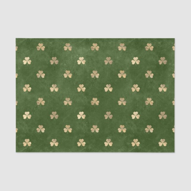 Elegantes Green Gold Kleeblatt Seidenpapier (Vorderseite)