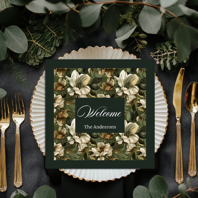 Elegantes Green Gold Napkins Personalisiertes Tabl Serviette (Shabby Chic Napkins Sage Green Gold Botanical Set)