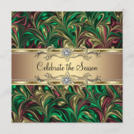 Elegantes Green Gold Weihnachts-Party Einladung