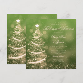 Elegantes Green & Gold Weihnachtsessen Probe Dinne Einladung