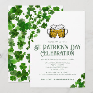 Elegantes Green Kleeblatt St. Patrick's Day Party Einladung