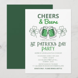 Elegantes Green Kleeblatt St. Patrick's Day Party Einladung