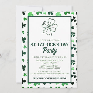 Elegantes Green Kleeblatt St. Patrick's Day Party Einladung