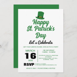 Elegantes Green Kleeblatt St. Patrick's Day Party Einladung
