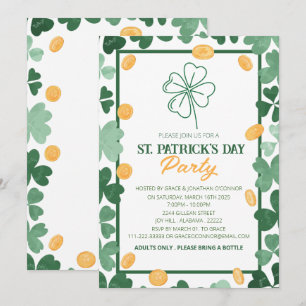Elegantes Green Kleeblatt St. Patrick's Day Party Einladung
