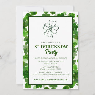 Elegantes Green Kleeblatt St. Patrick's Day Party Einladung