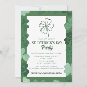 Elegantes Green Kleeblatt St. Patrick's Day Party Einladung