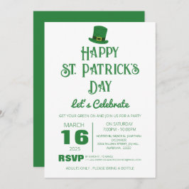 Elegantes Green Kleeblatt St. Patrick's Day Party Einladung