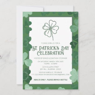 Elegantes Green Kleeblatt St. Patrick's Day Party Einladung