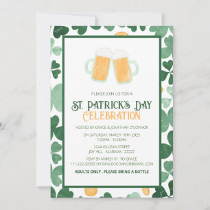 Elegantes Green Kleeblatt St. Patrick's Day Party Einladung